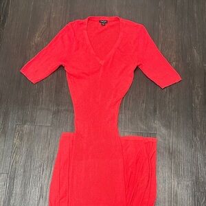 Red V-Neck Knit Dress size medium